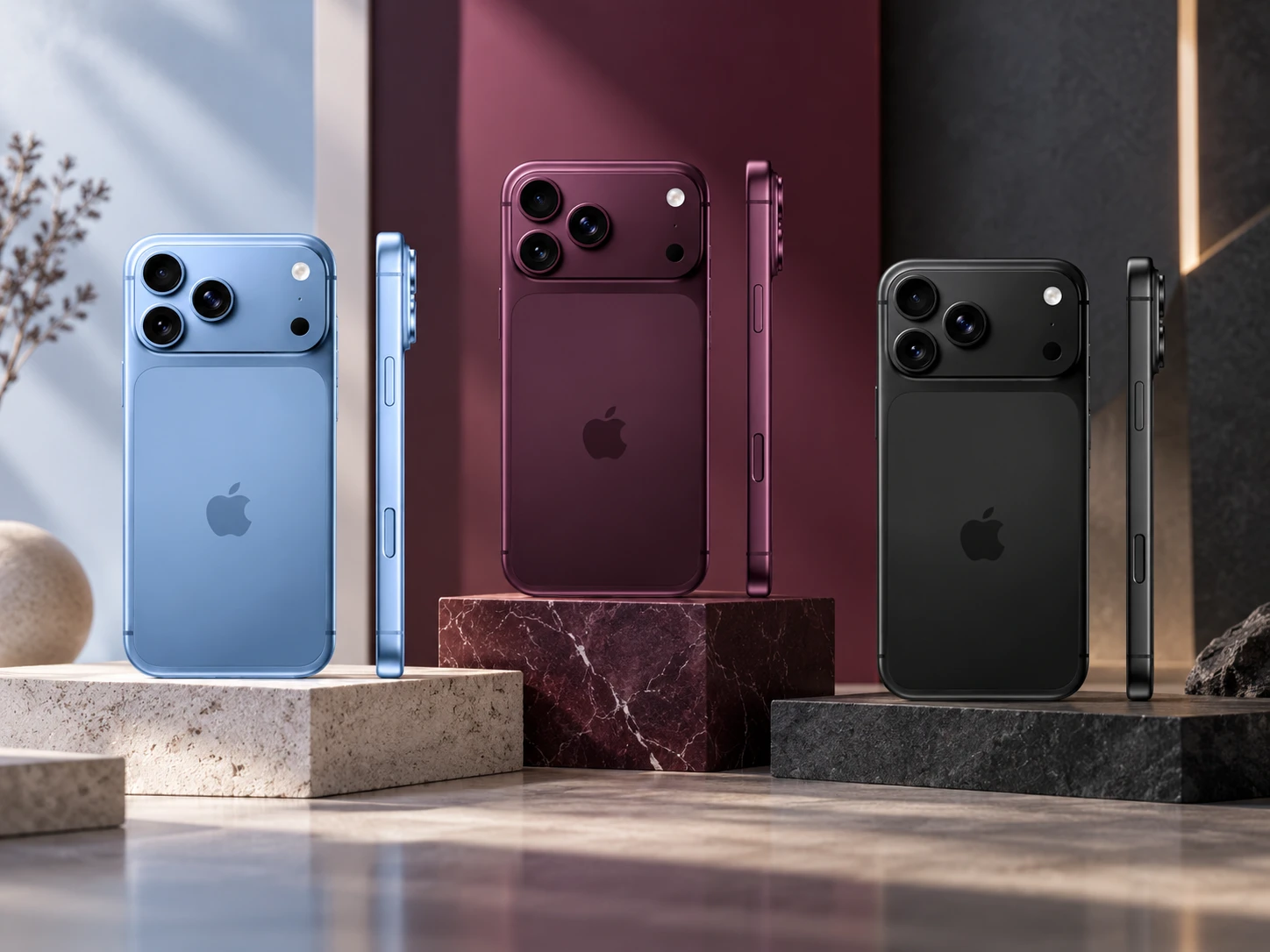 Farklı renk seçenekleriyle iPhone 18 Pro Max modelleri